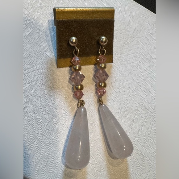 Rose quartz -14k gold spacers, Crystal bead & gold filled earring posts -3 pairs - Picture 5 of 5